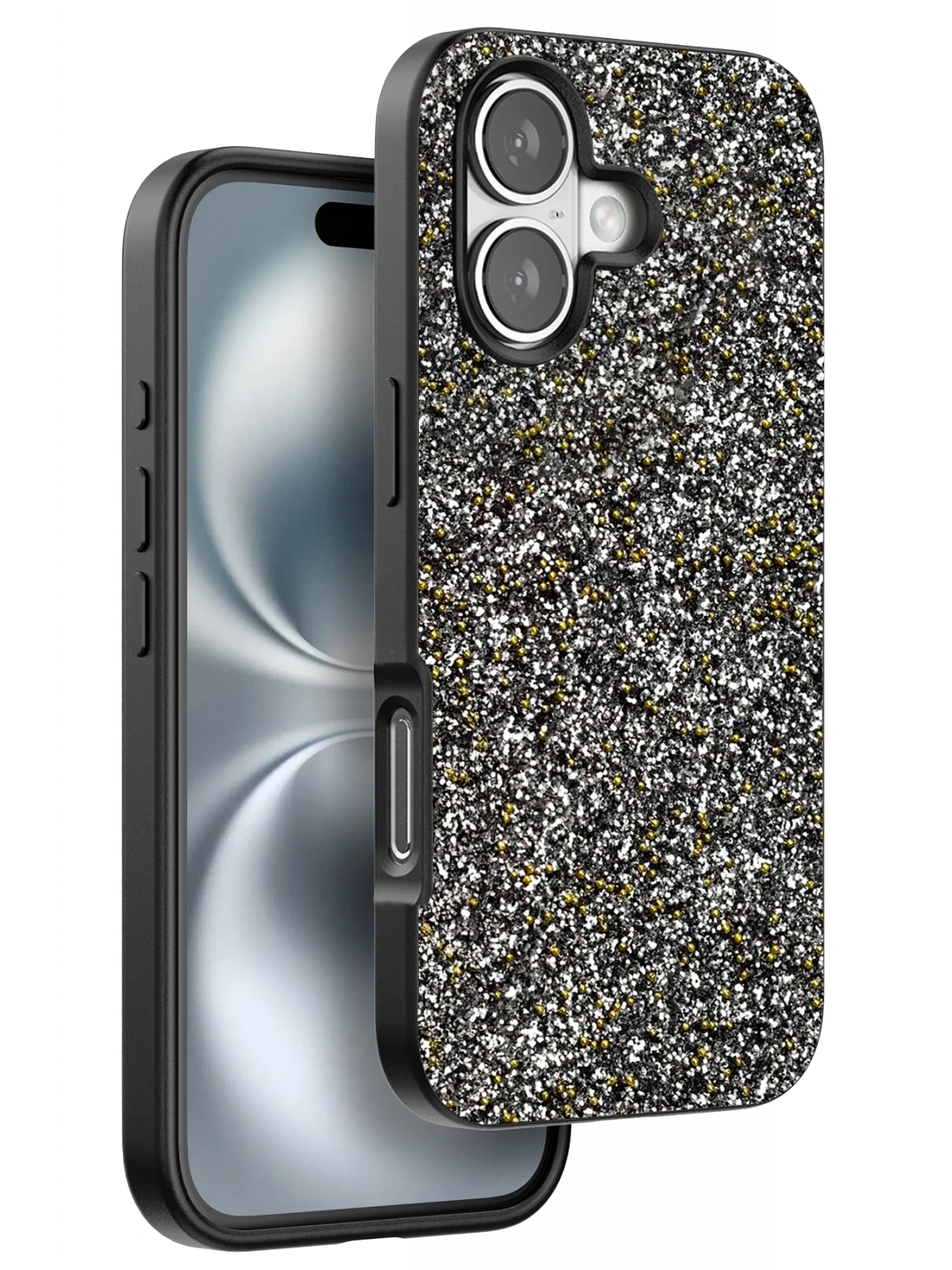 Onegif Apple iPhone 16 Plus Bright Simli Kapak - Gümüş