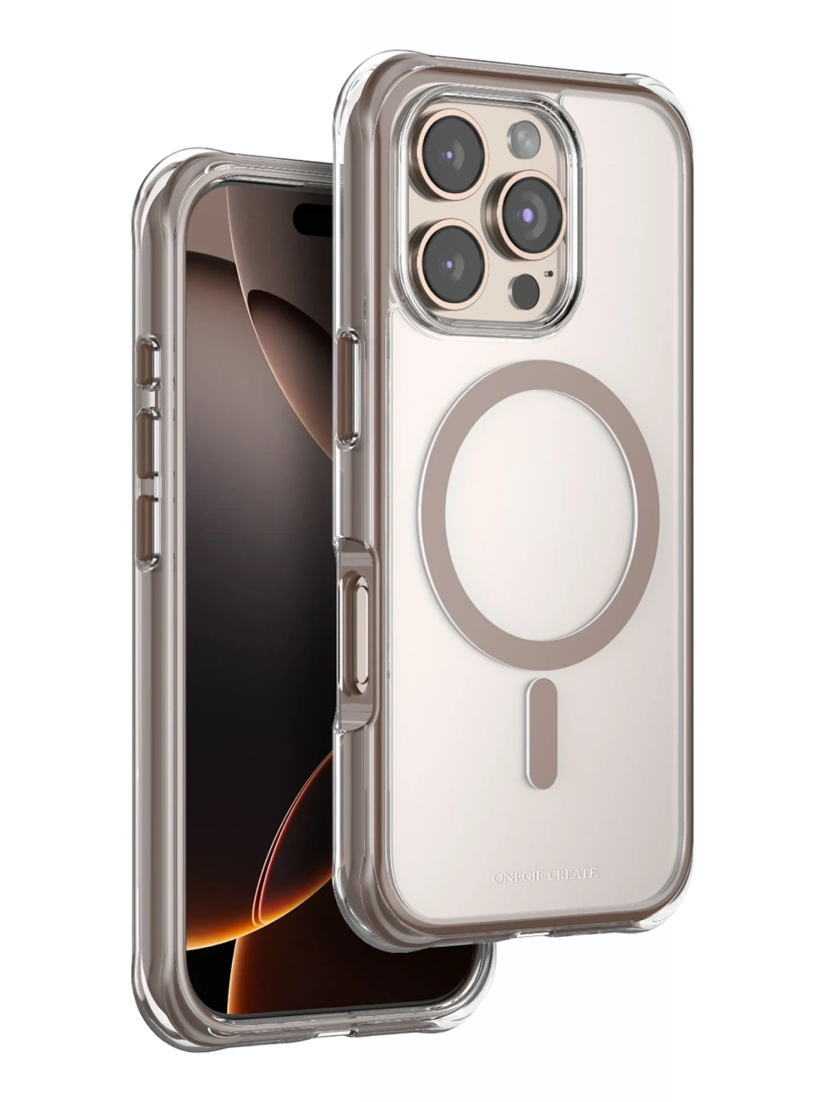 Onegif Apple iPhone 16 Pro Max Hulk Magsafe Kapak - Çöl Titanyum