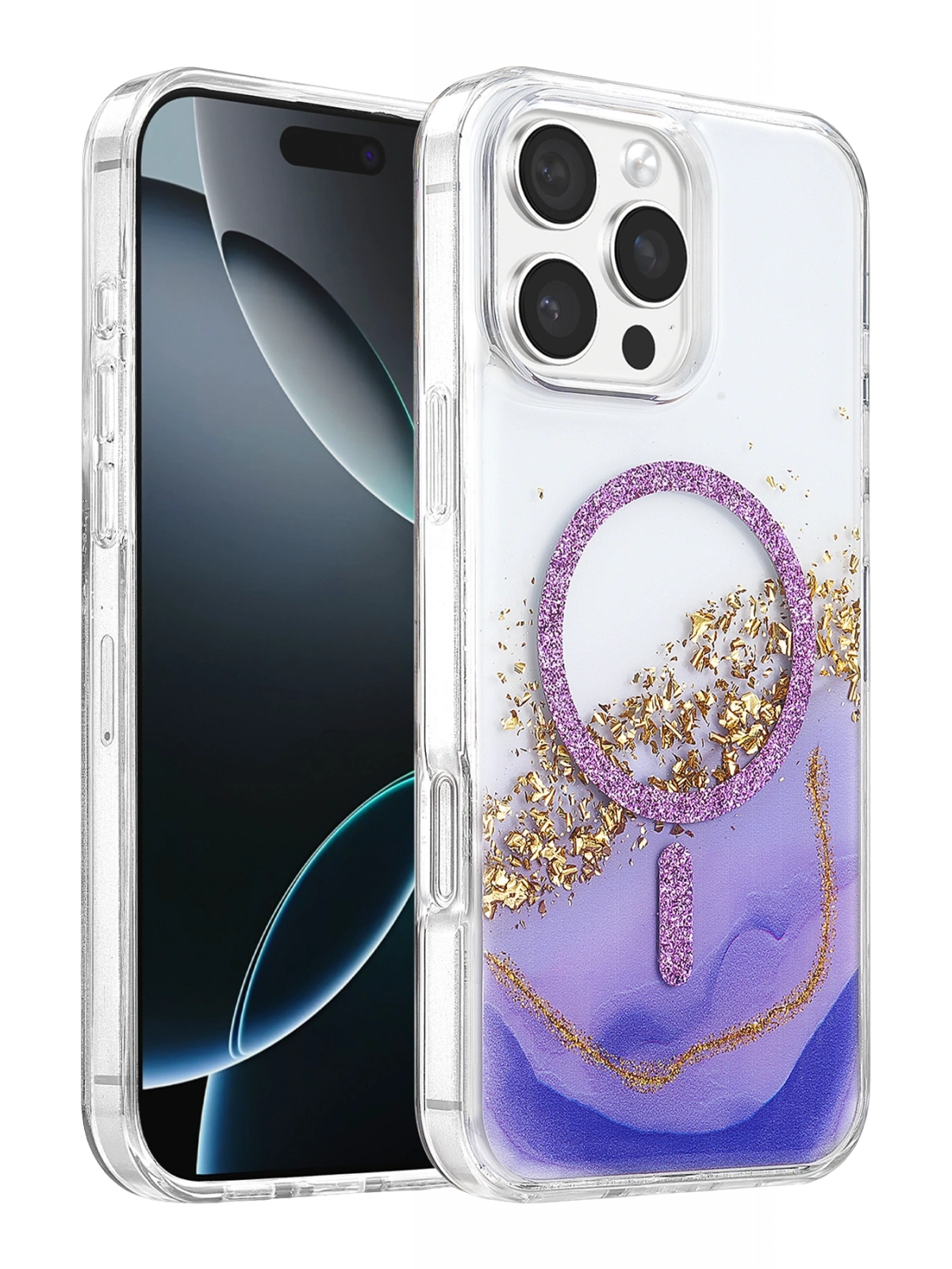 Onegif Apple iPhone 16 Pro Max Lotus Simli Magsafe Kapak - Mor