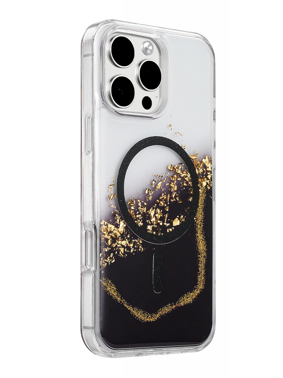 Onegif Apple iPhone 16 Pro Max Lotus Simli Magsafe Kapak - Siyah