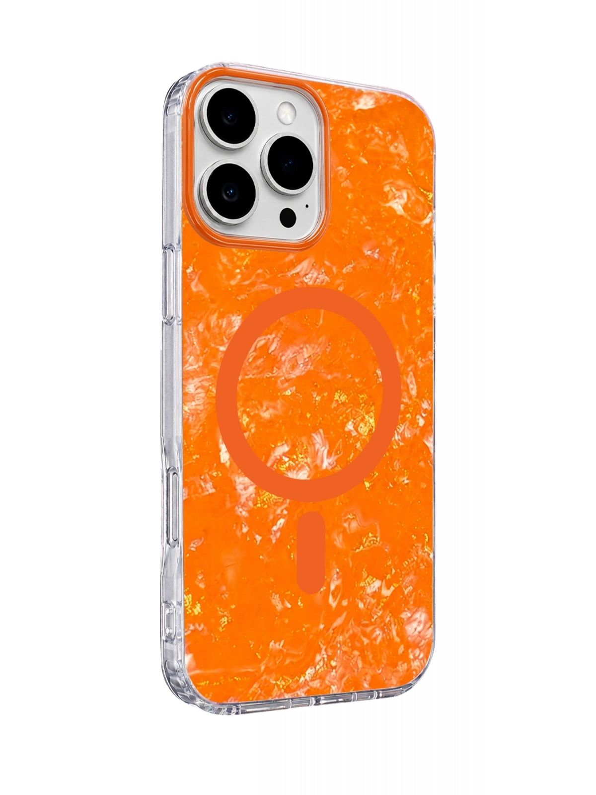 Onegif Apple iPhone 16 Pro Max Mila Dalgalı Magsafe Kapak - Turuncu
