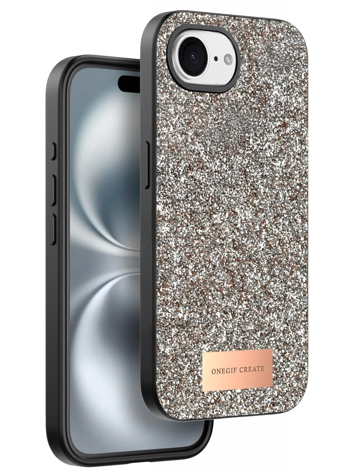 Onegif Apple iPhone 16E Bright Simli Kapak - Gold