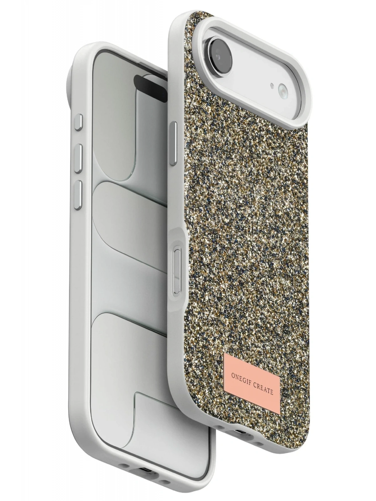 Onegif Apple iPhone 17 Air Bright Simli Kapak - Çöl Titanyum