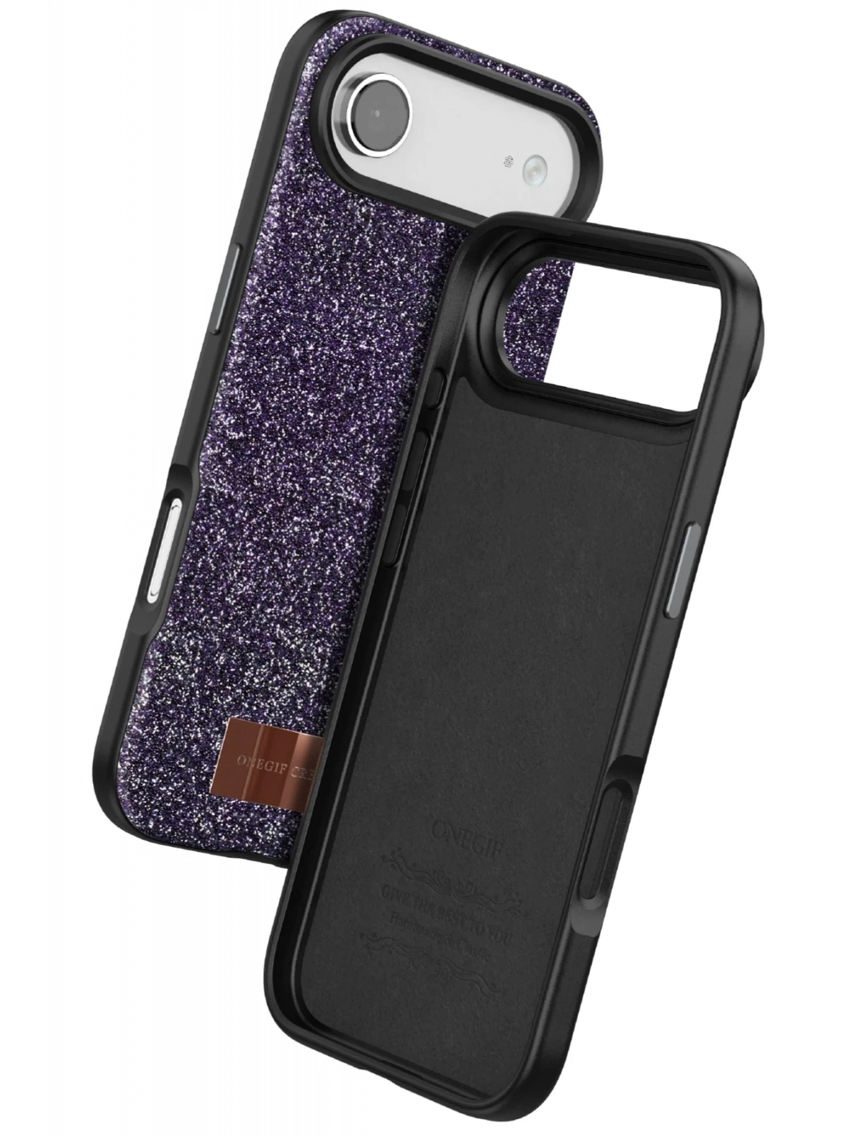 Onegif Apple iPhone 17 Air Bright Simli Kapak - Derin Mor