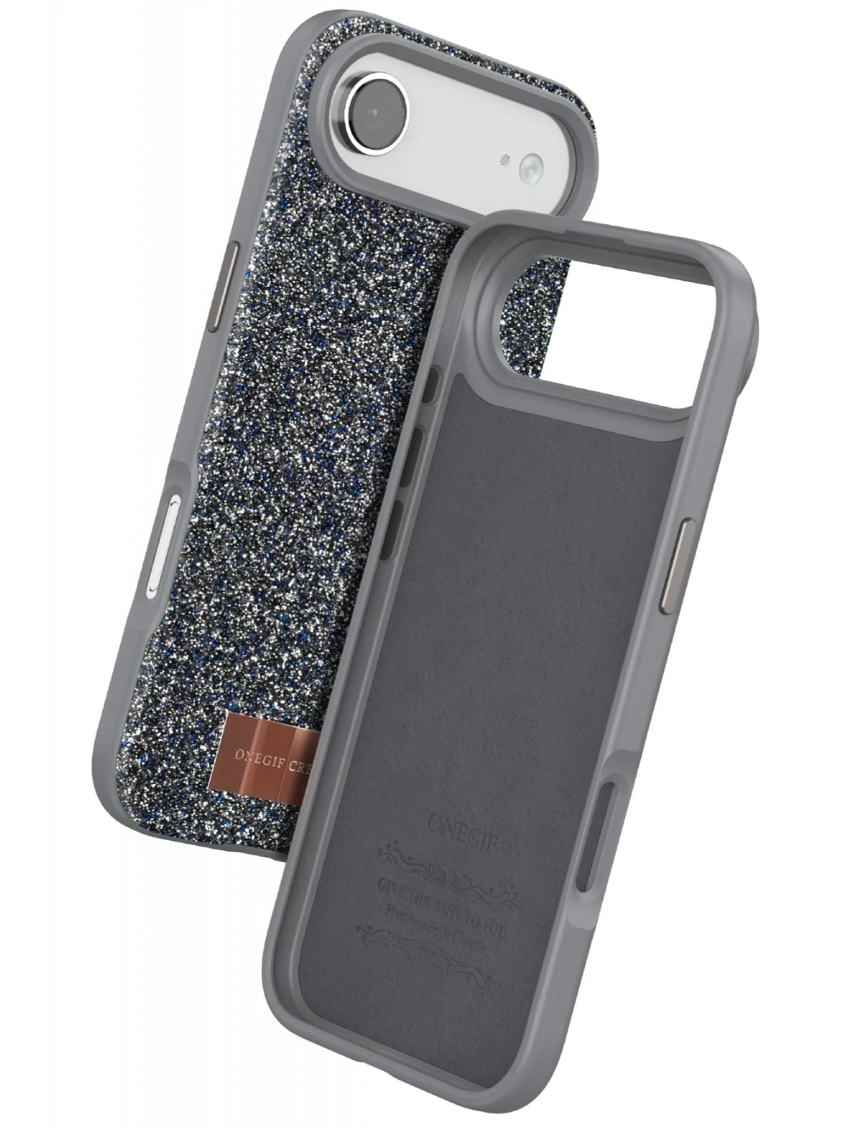 Onegif Apple iPhone 17 Air Bright Simli Kapak - Gümüş