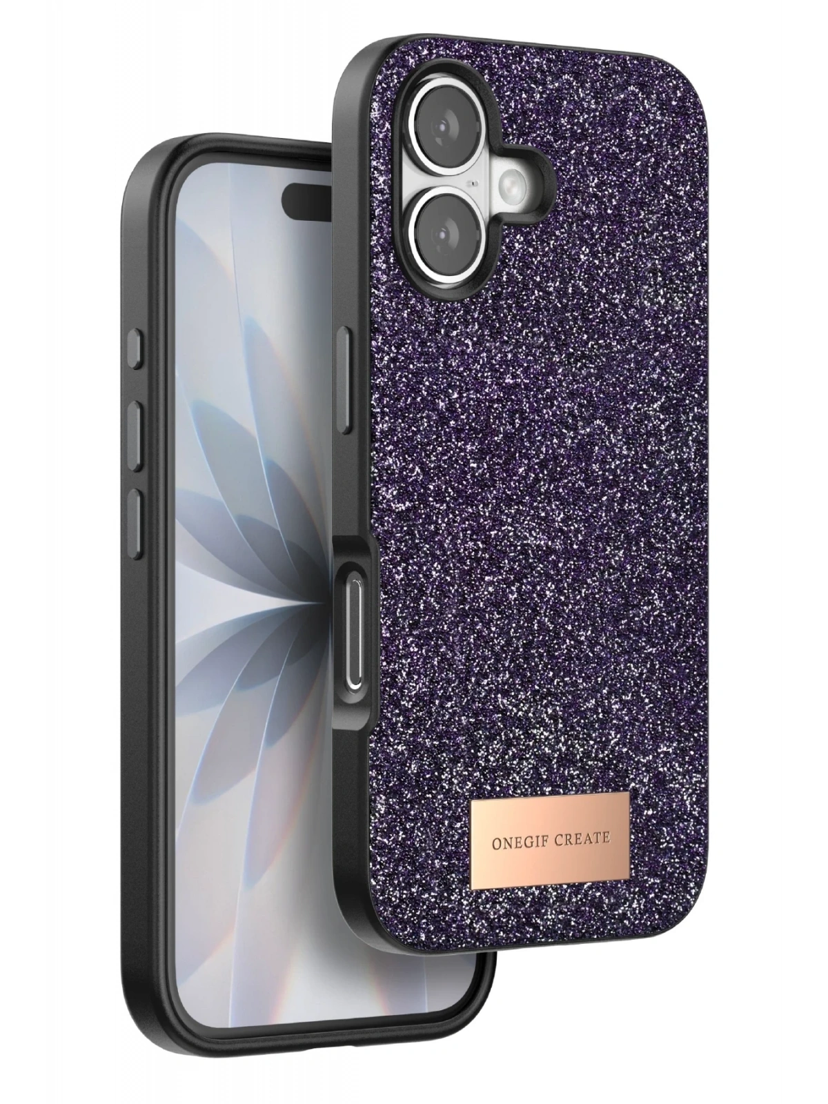 Onegif Apple iPhone 17 Bright Simli Kapak - Derin Mor