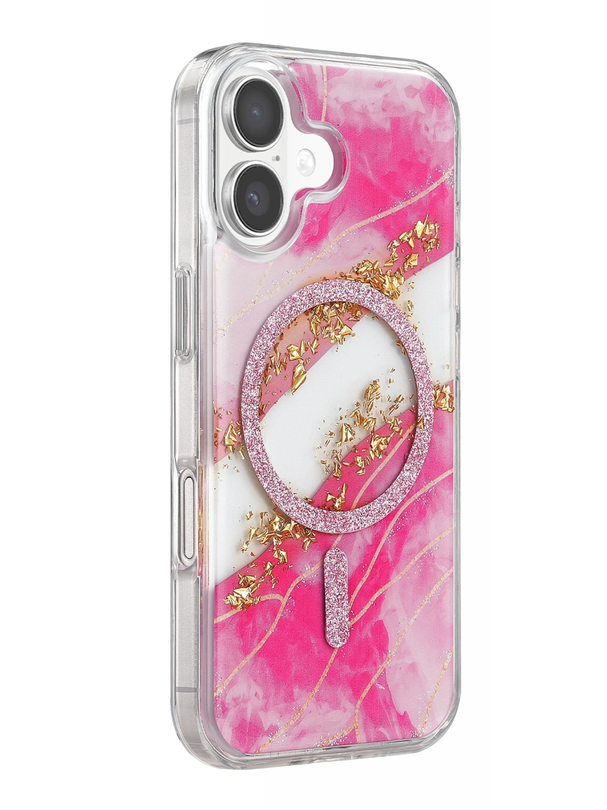 Onegif Apple iPhone 17 Lotus Simli Magsafe Kapak - Pembe