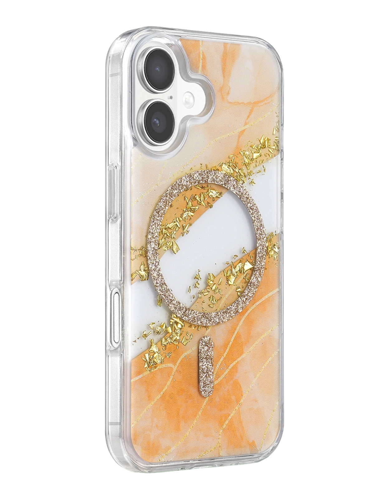 Onegif Apple iPhone 17 Lotus Simli Magsafe Kapak - Turuncu