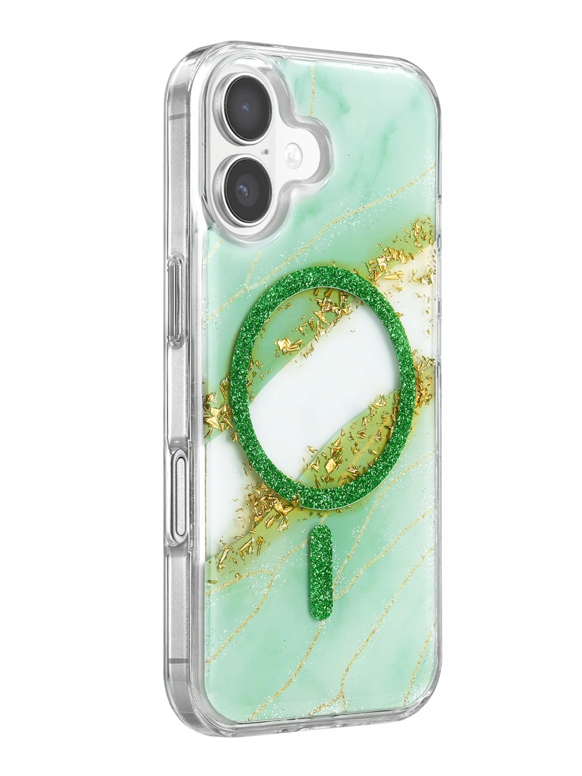 Onegif Apple iPhone 17 Lotus Simli Magsafe Kapak - Yeşil