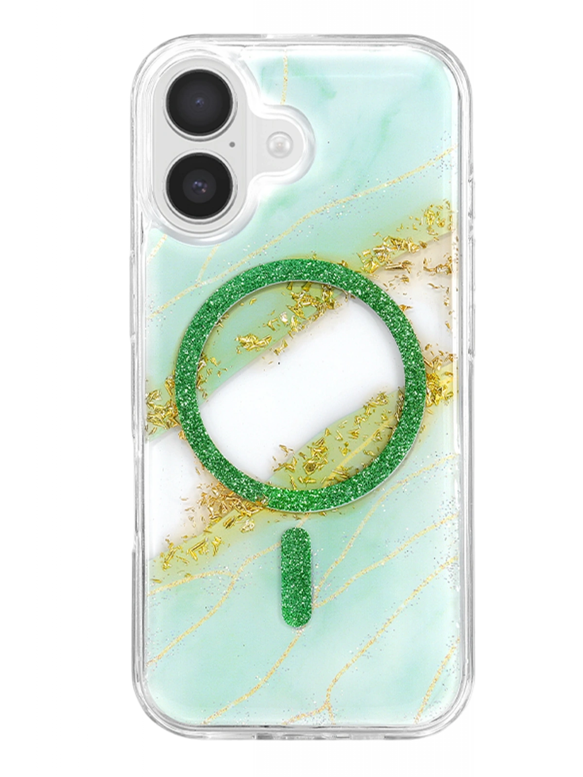 Onegif Apple iPhone 17 Lotus Simli Magsafe Kapak - Yeşil