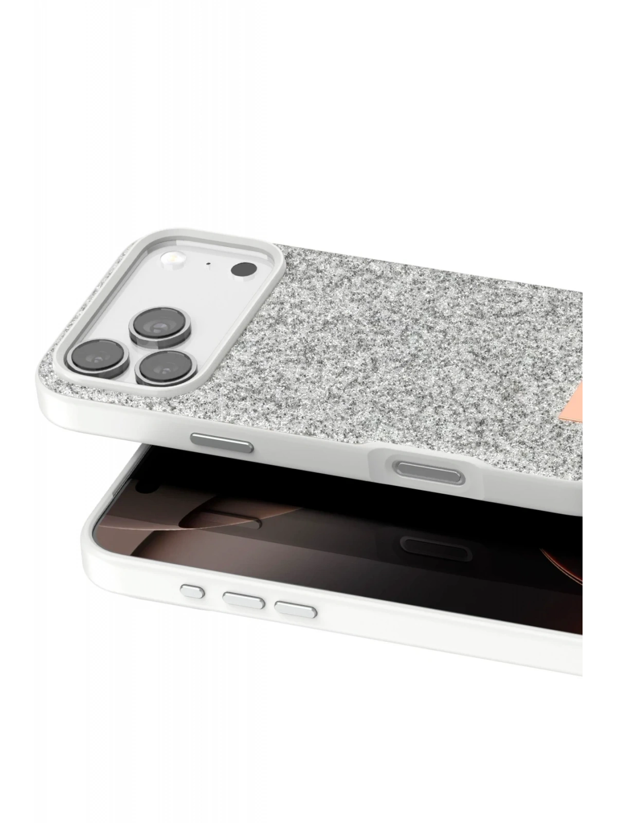 Onegif Apple iPhone 17 Pro Bright Simli Kapak - Beyaz