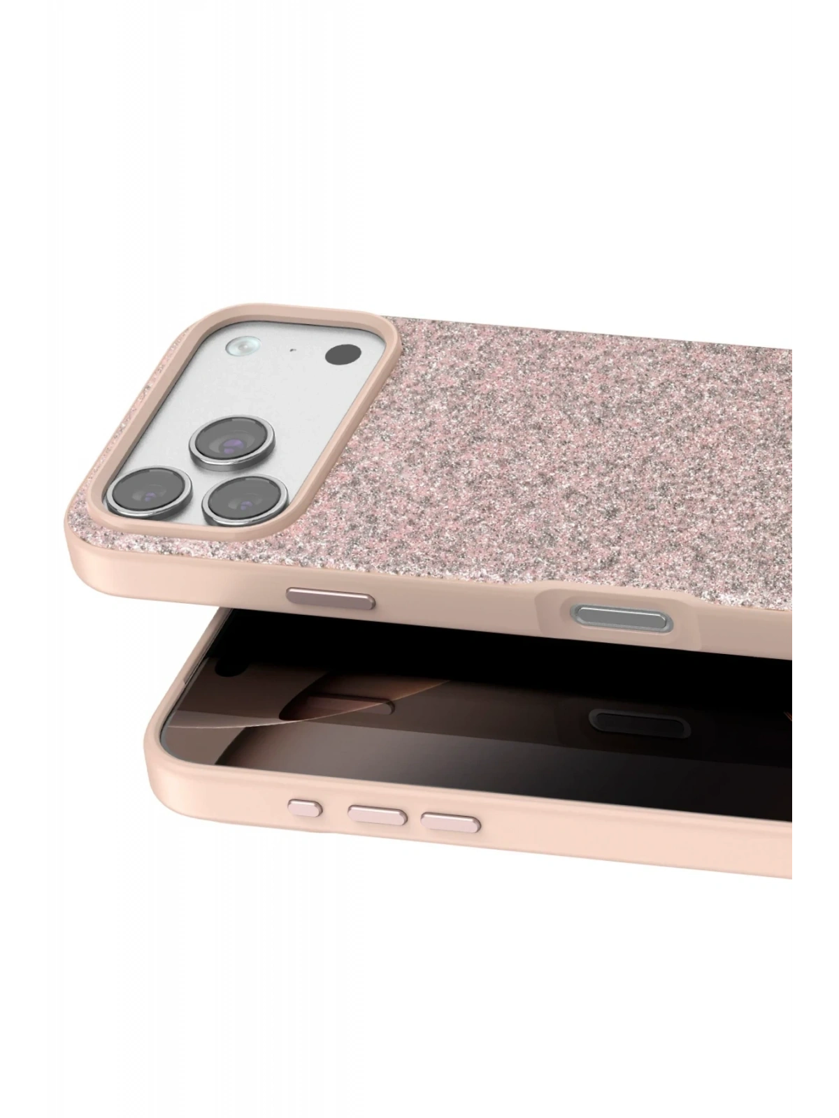 Onegif Apple iPhone 17 Pro Bright Simli Kapak - Pembe