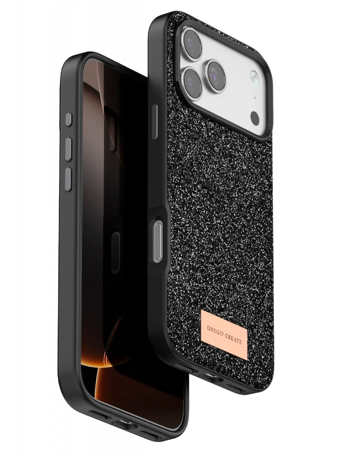 Onegif Apple iPhone 17 Pro Bright Simli Kapak - Siyah