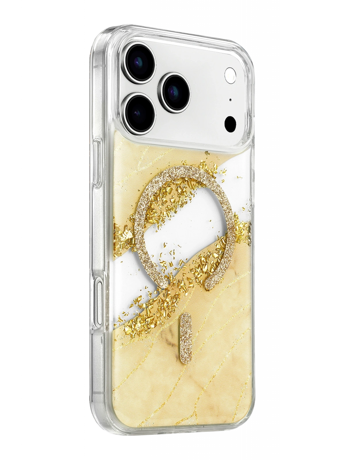Onegif Apple iPhone 17 Pro Lotus Simli Magsafe Kapak - Gümüş