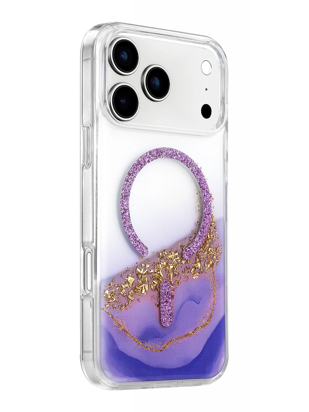 Onegif Apple iPhone 17 Pro Lotus Simli Magsafe Kapak - Mor