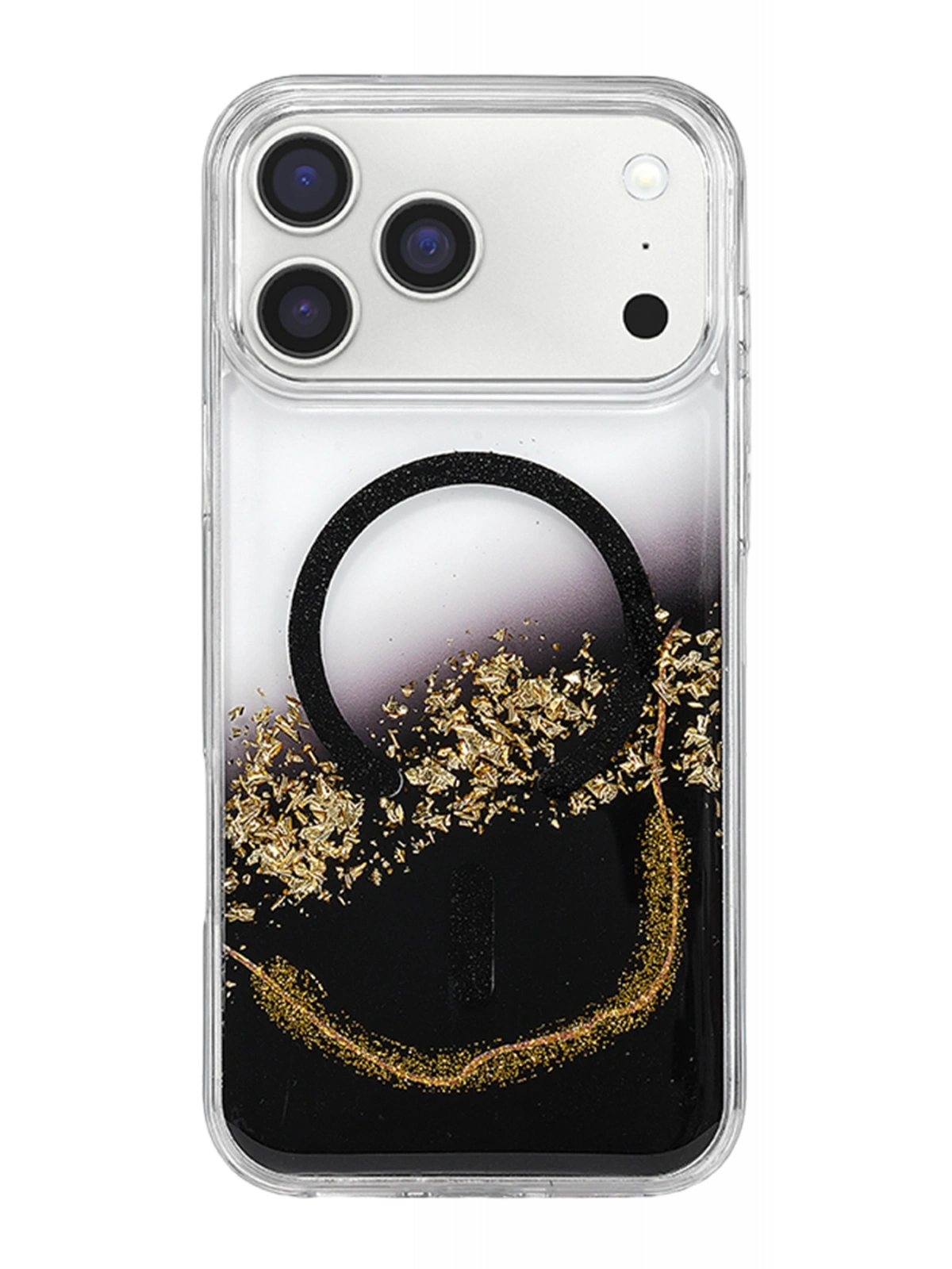 Onegif Apple iPhone 17 Pro Lotus Simli Magsafe Kapak - Siyah