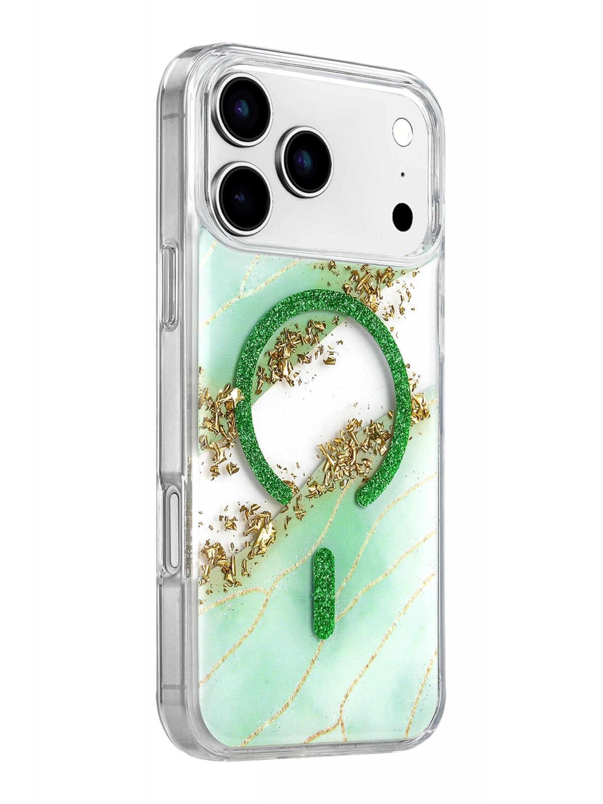 Onegif Apple iPhone 17 Pro Lotus Simli Magsafe Kapak - Yeşil