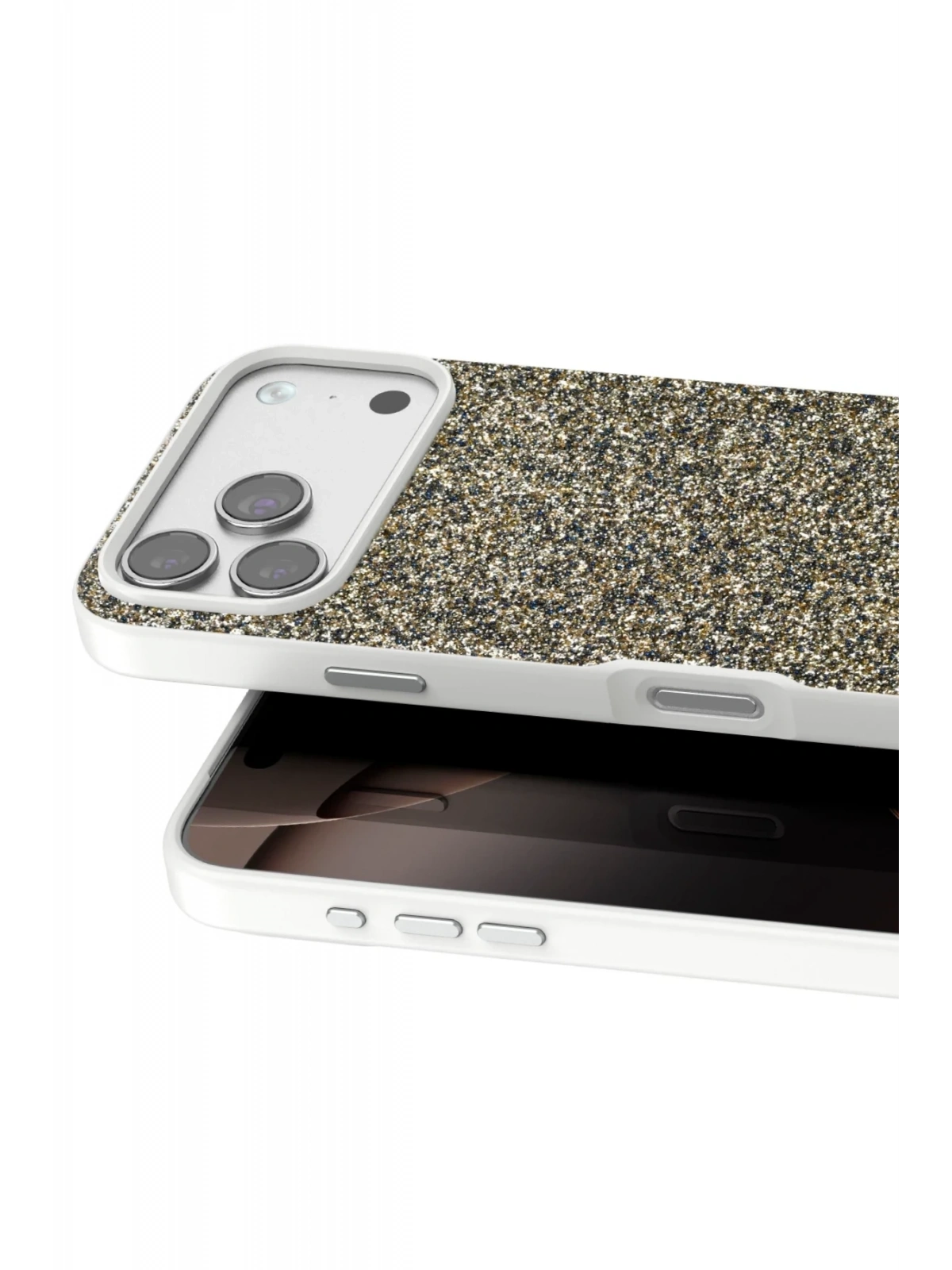Onegif Apple iPhone 17 Pro Max Bright Simli Kapak - Çöl Titanyum