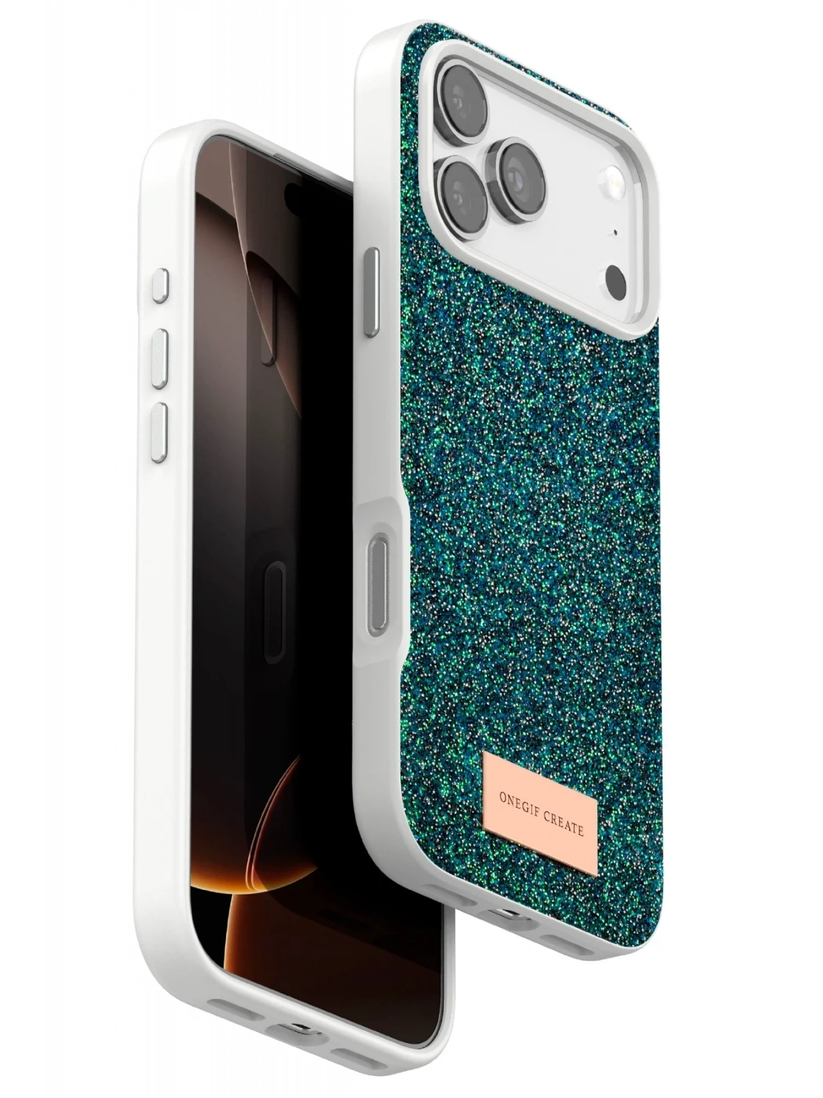 Onegif Apple iPhone 17 Pro Max Bright Simli Kapak - Koyu Yeşil