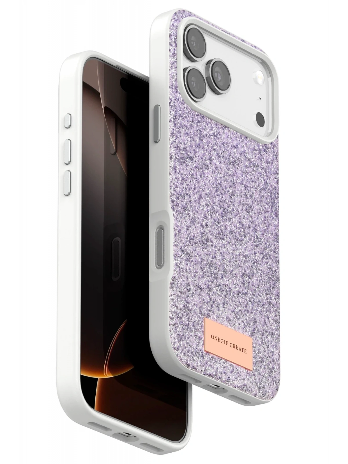 Onegif Apple iPhone 17 Pro Max Bright Simli Kapak - Lila