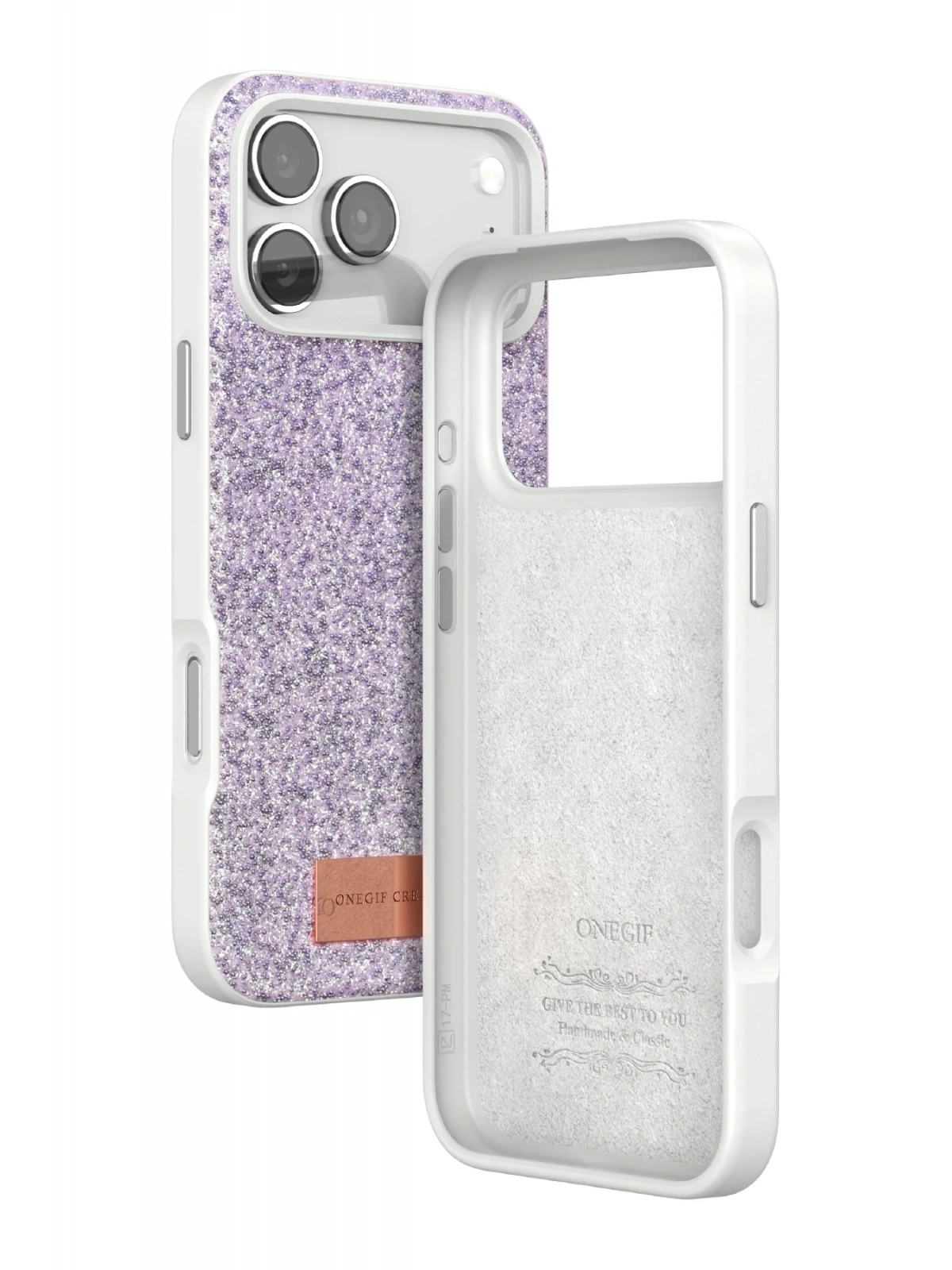 Onegif Apple iPhone 17 Pro Max Bright Simli Kapak - Lila