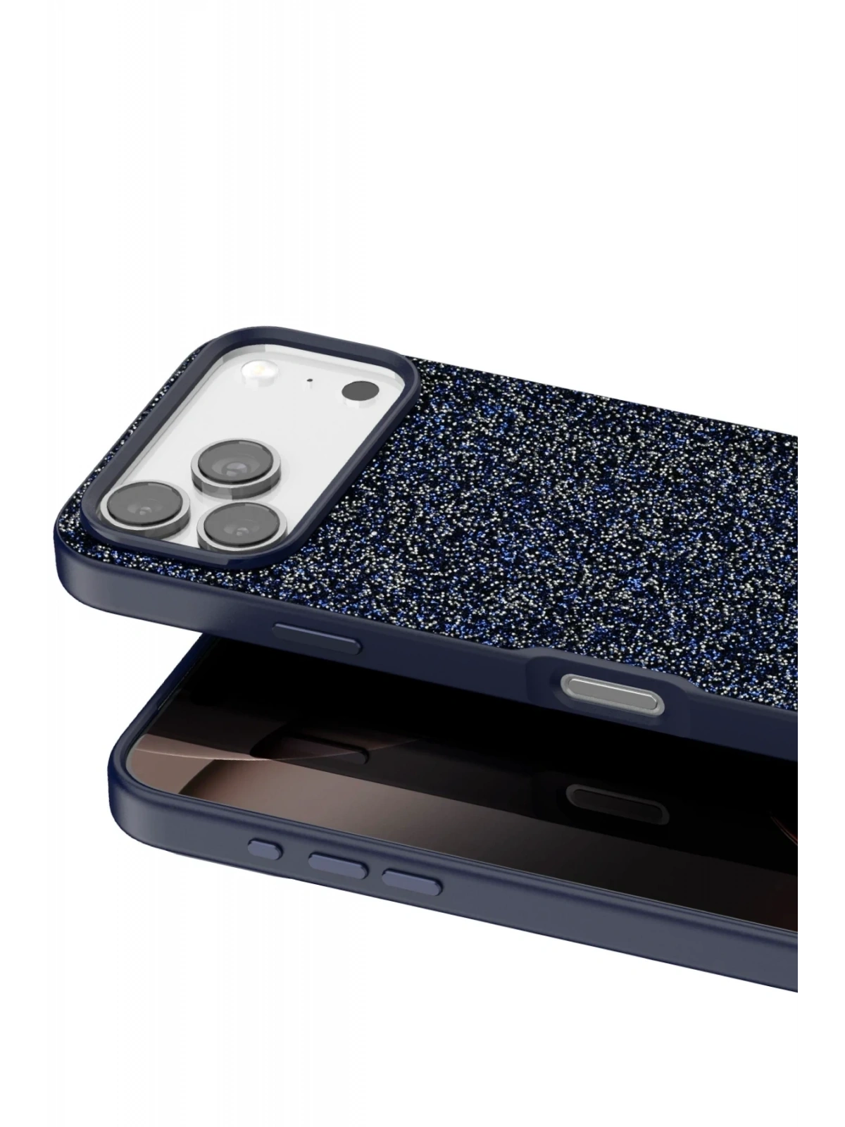 Onegif Apple iPhone 17 Pro Max Bright Simli Kapak - Mavi