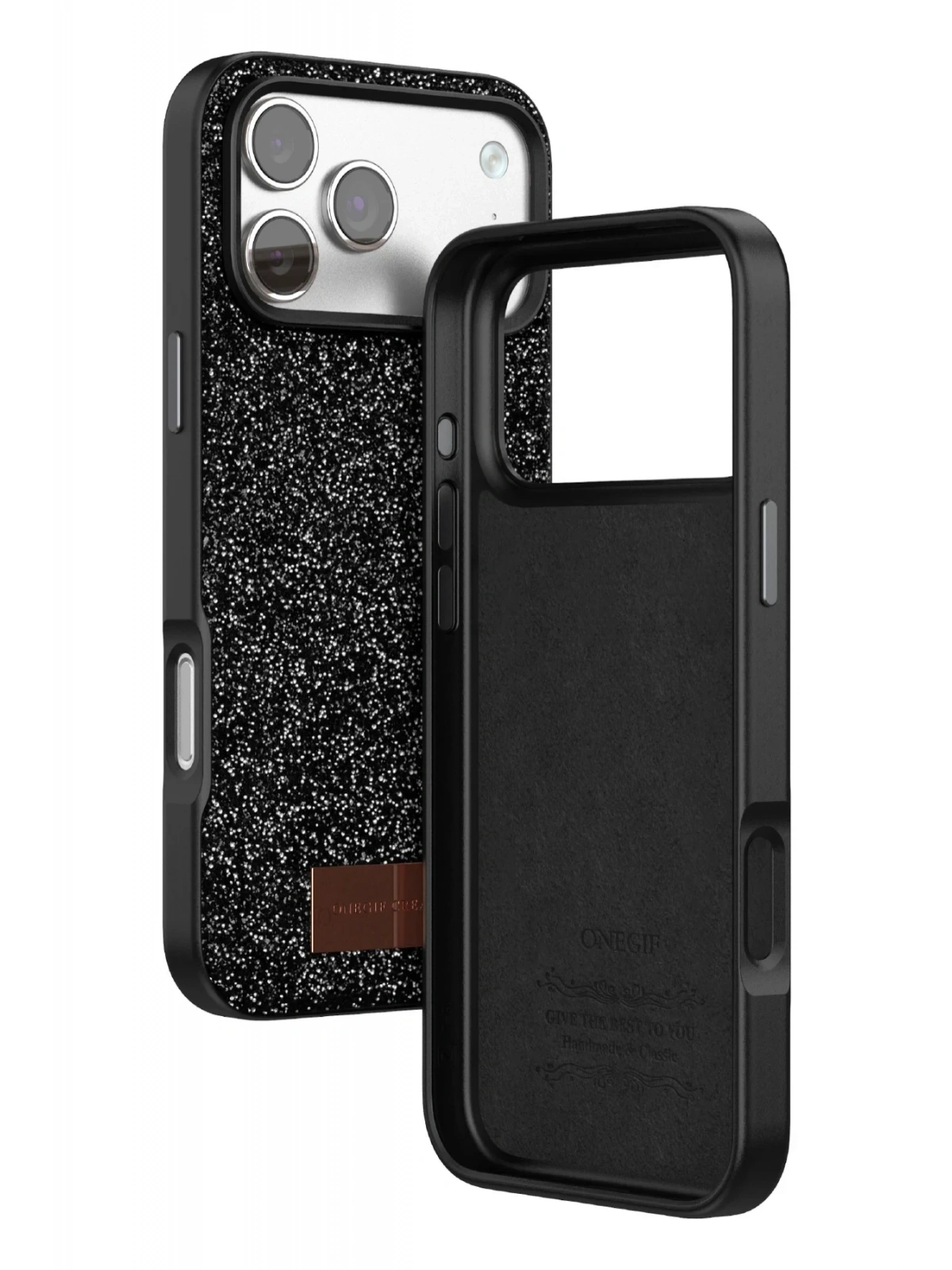 Onegif Apple iPhone 17 Pro Max Bright Simli Kapak - Siyah