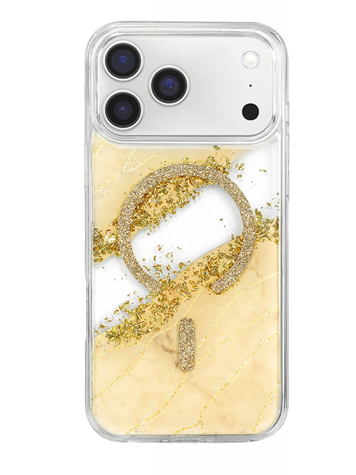 Onegif Apple iPhone 17 Pro Max Lotus Simli Magsafe Kapak - Gümüş