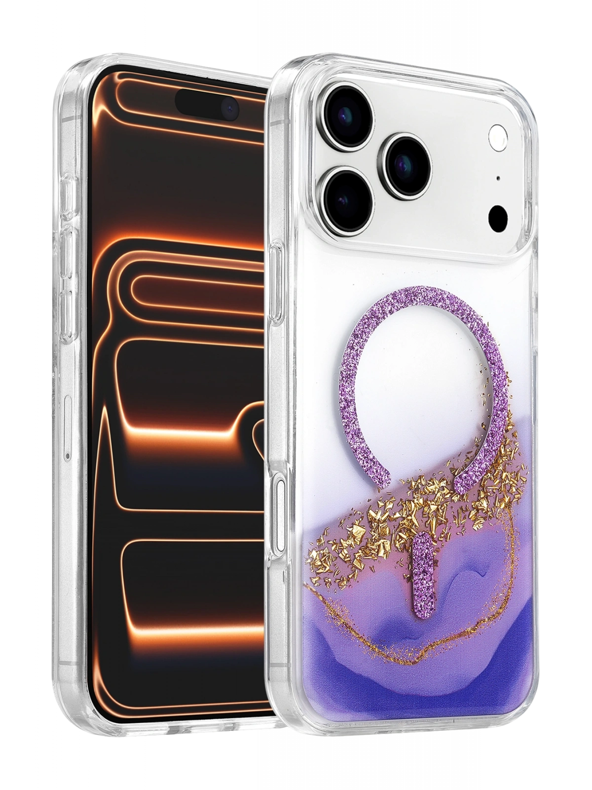 Onegif Apple iPhone 17 Pro Max Lotus Simli Magsafe Kapak - Mor