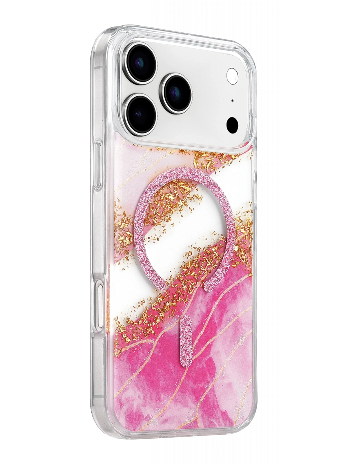 Onegif Apple iPhone 17 Pro Max Lotus Simli Magsafe Kapak - Pembe