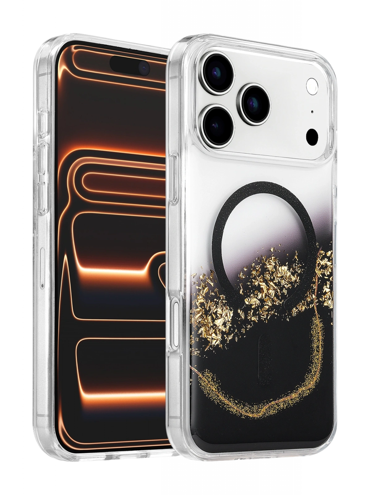Onegif Apple iPhone 17 Pro Max Lotus Simli Magsafe Kapak - Siyah