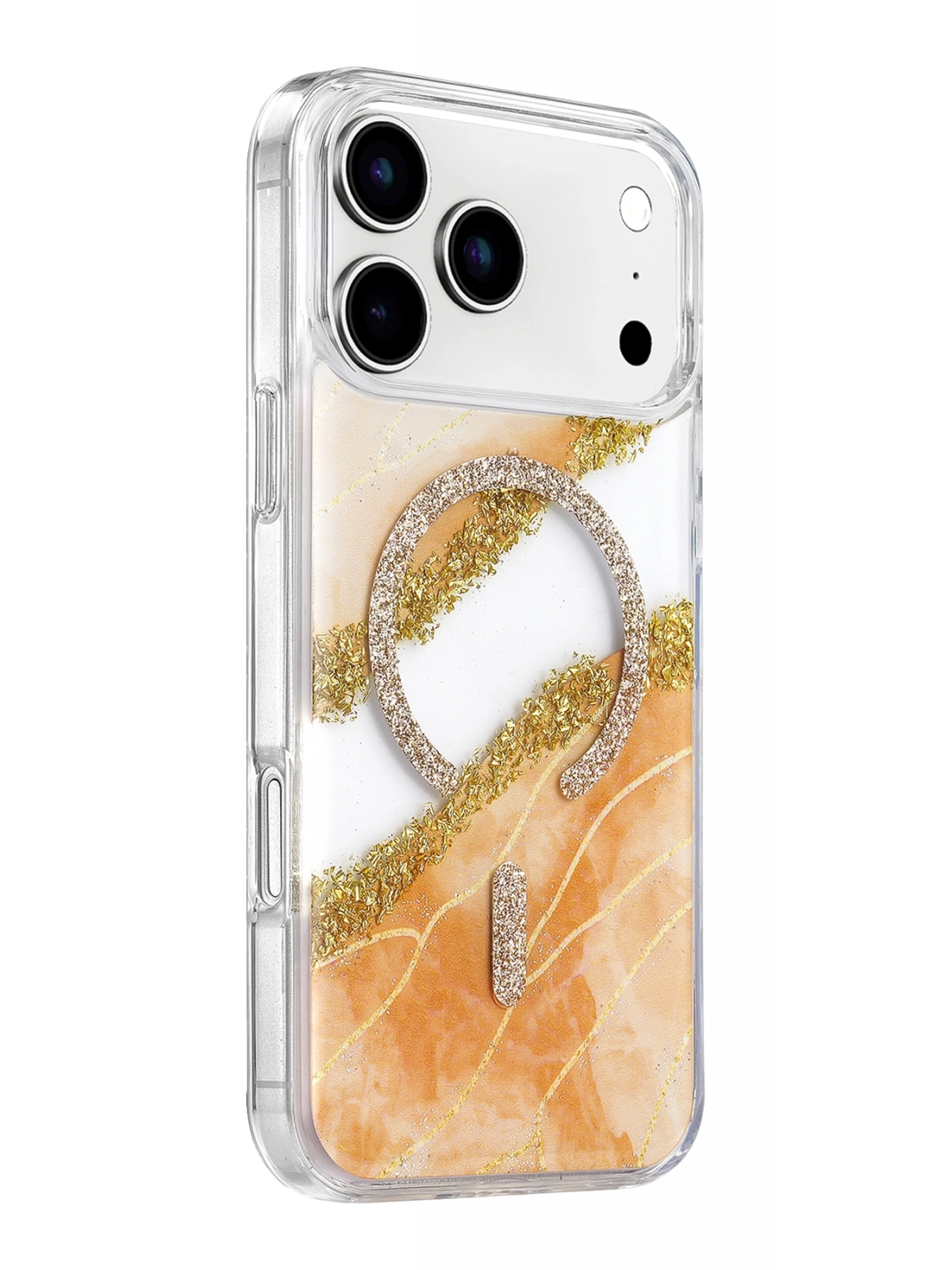 Onegif Apple iPhone 17 Pro Max Lotus Simli Magsafe Kapak - Turuncu