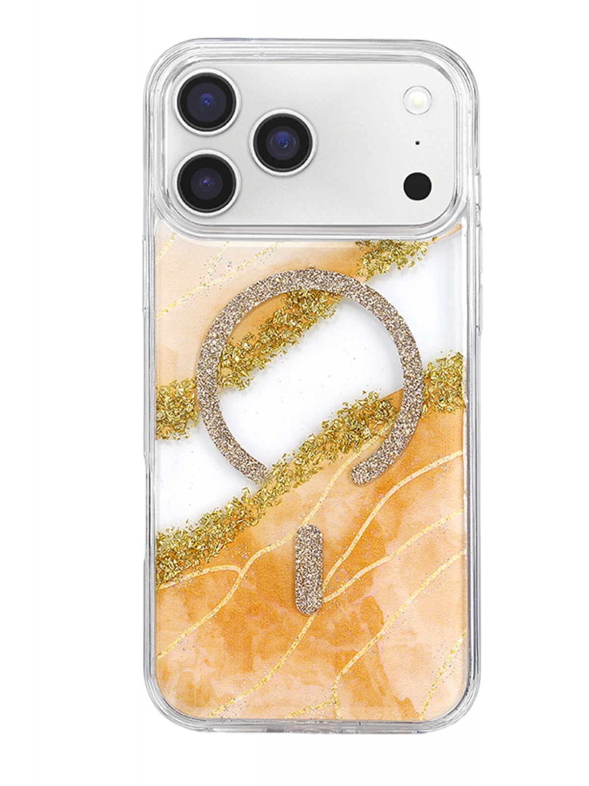 Onegif Apple iPhone 17 Pro Max Lotus Simli Magsafe Kapak - Turuncu
