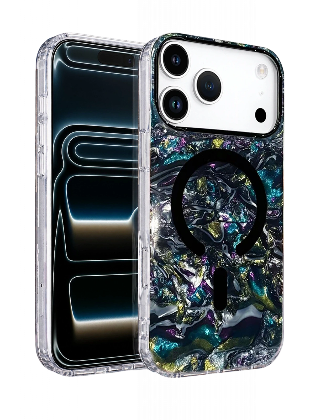 Onegif Apple iPhone 17 Pro Mila Dalgalı Magsafe Kapak - Lacivert