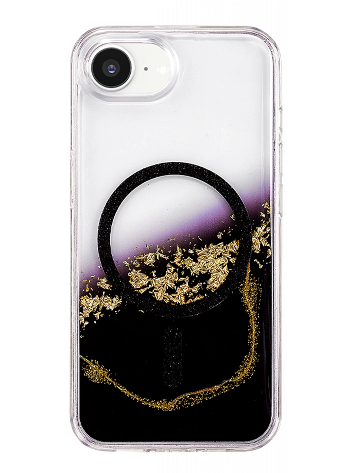 Onegif Apple iPhone 17E Lotus Simli Magsafe Kapak - Siyah