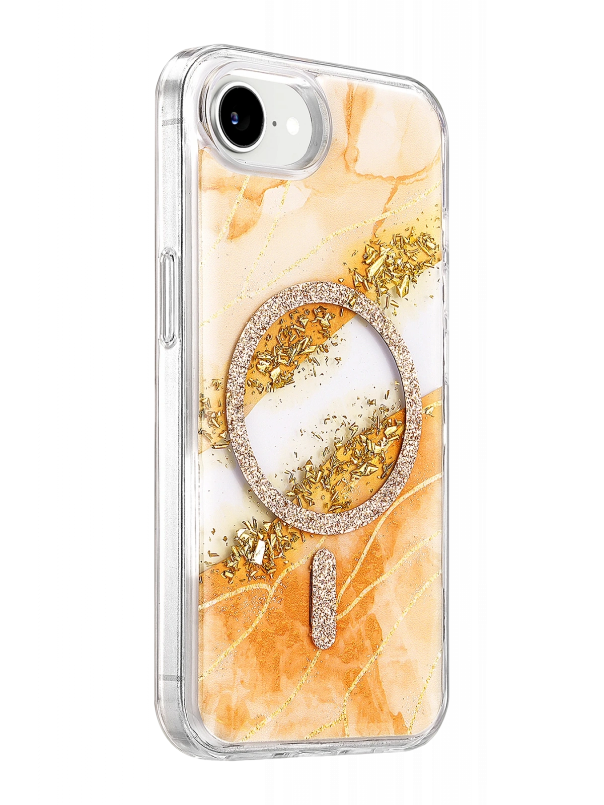 Onegif Apple iPhone 17E Lotus Simli Magsafe Kapak - Turuncu