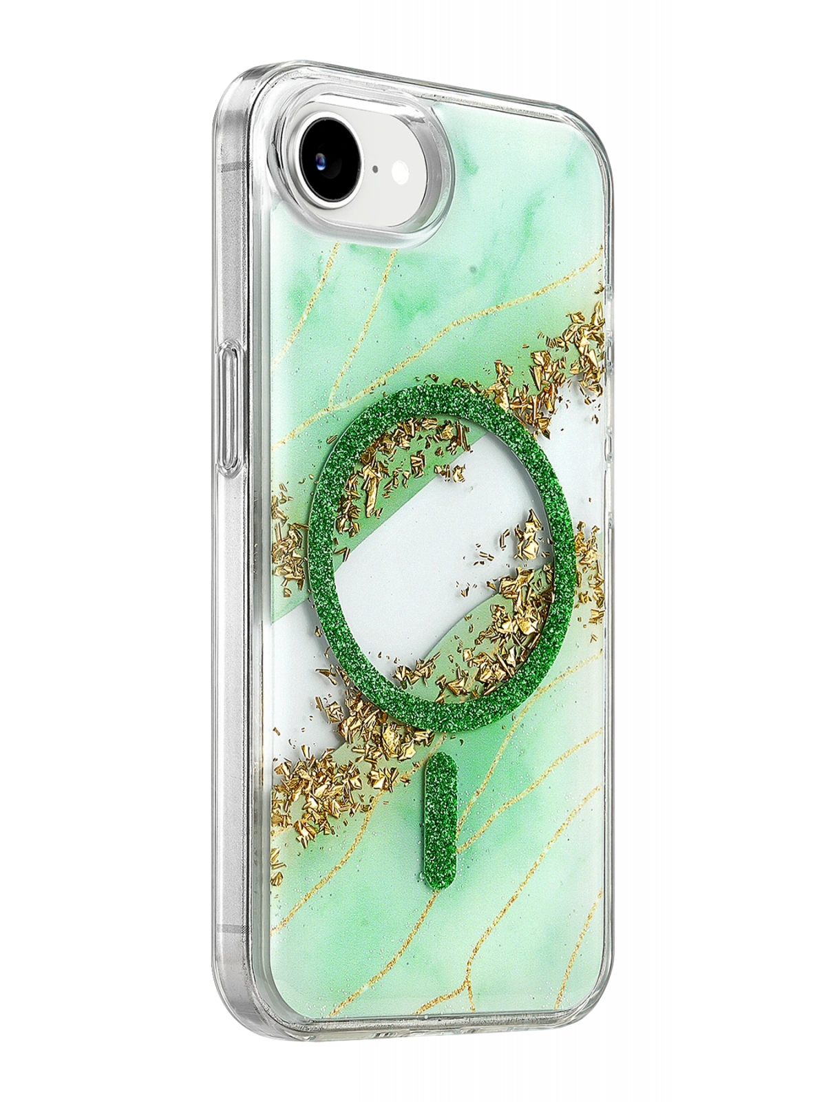 Onegif Apple iPhone 17E Lotus Simli Magsafe Kapak - Yeşil