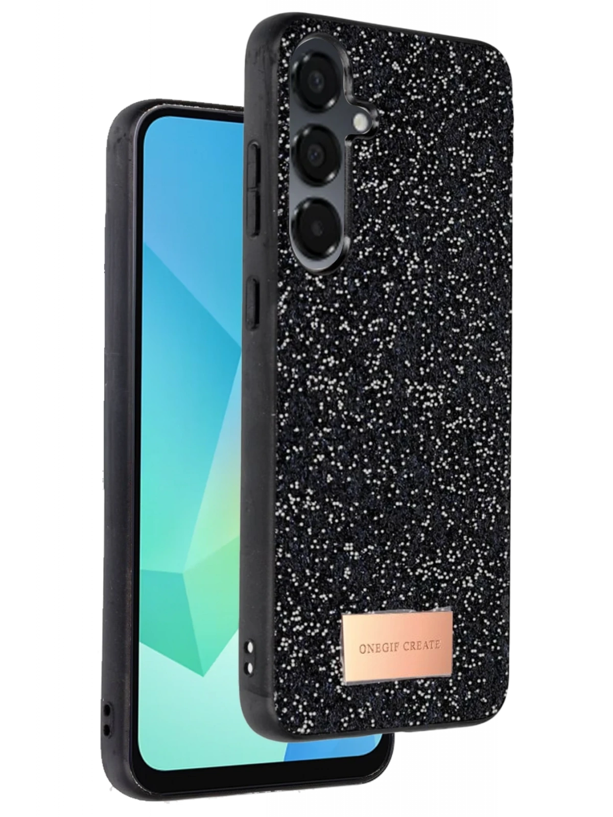 Onegif Samsung Galaxy A36 Bright Simli Kapak - Siyah