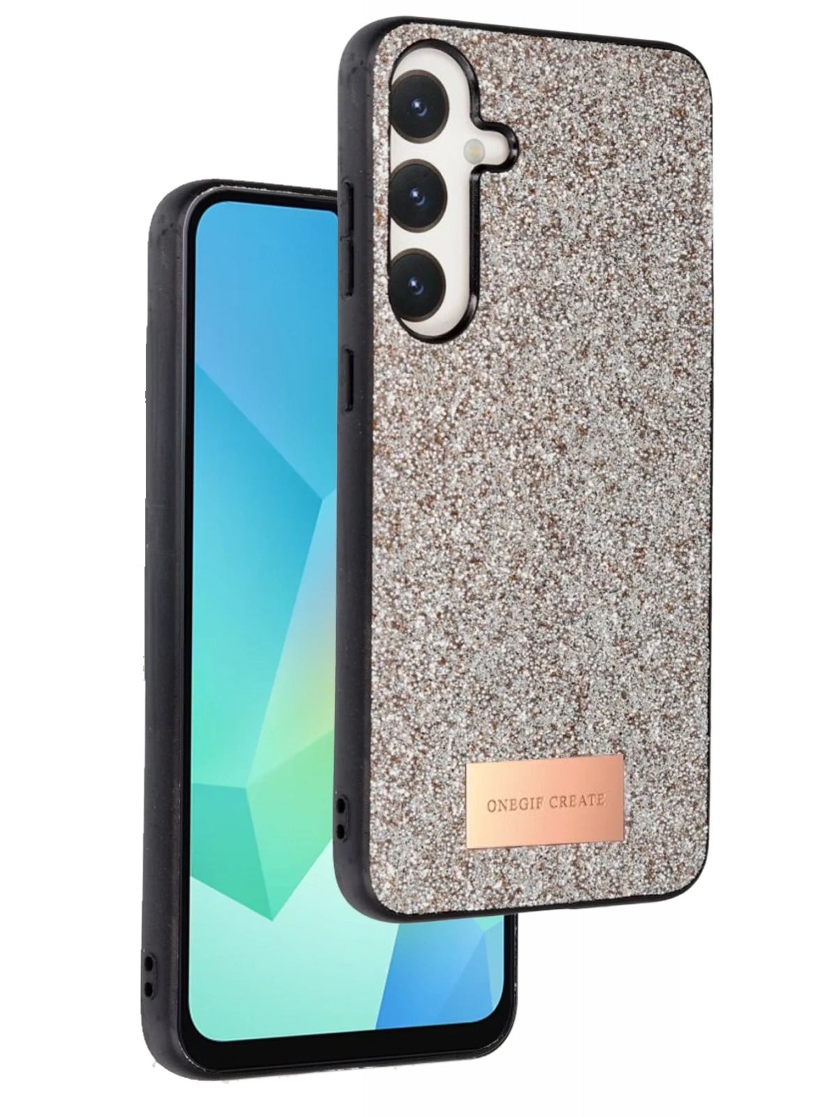 Onegif Samsung Galaxy A56 Bright Simli Kapak - Gold