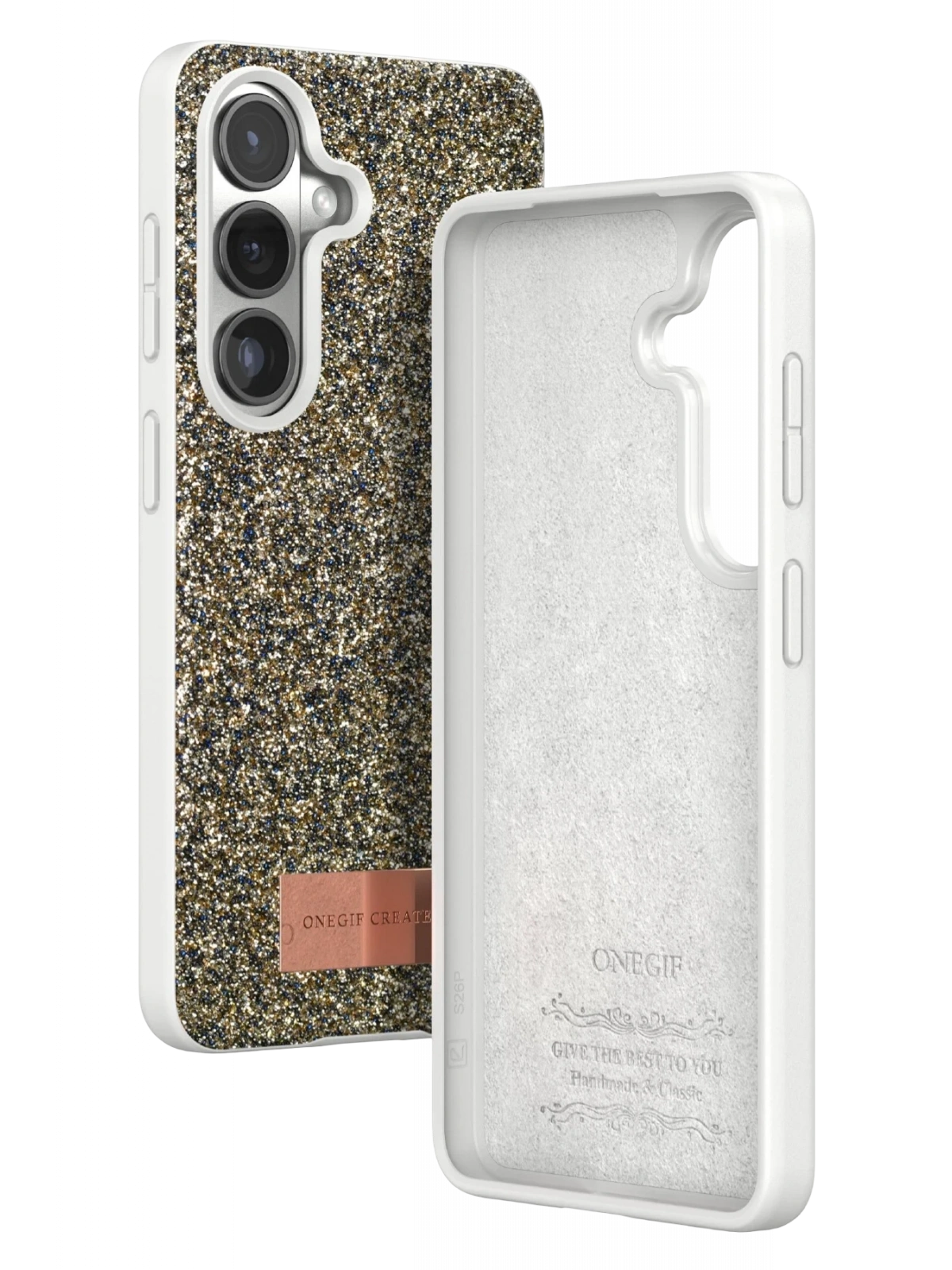 Onegif Samsung Galaxy S26 Bright Simli Kapak - Gold