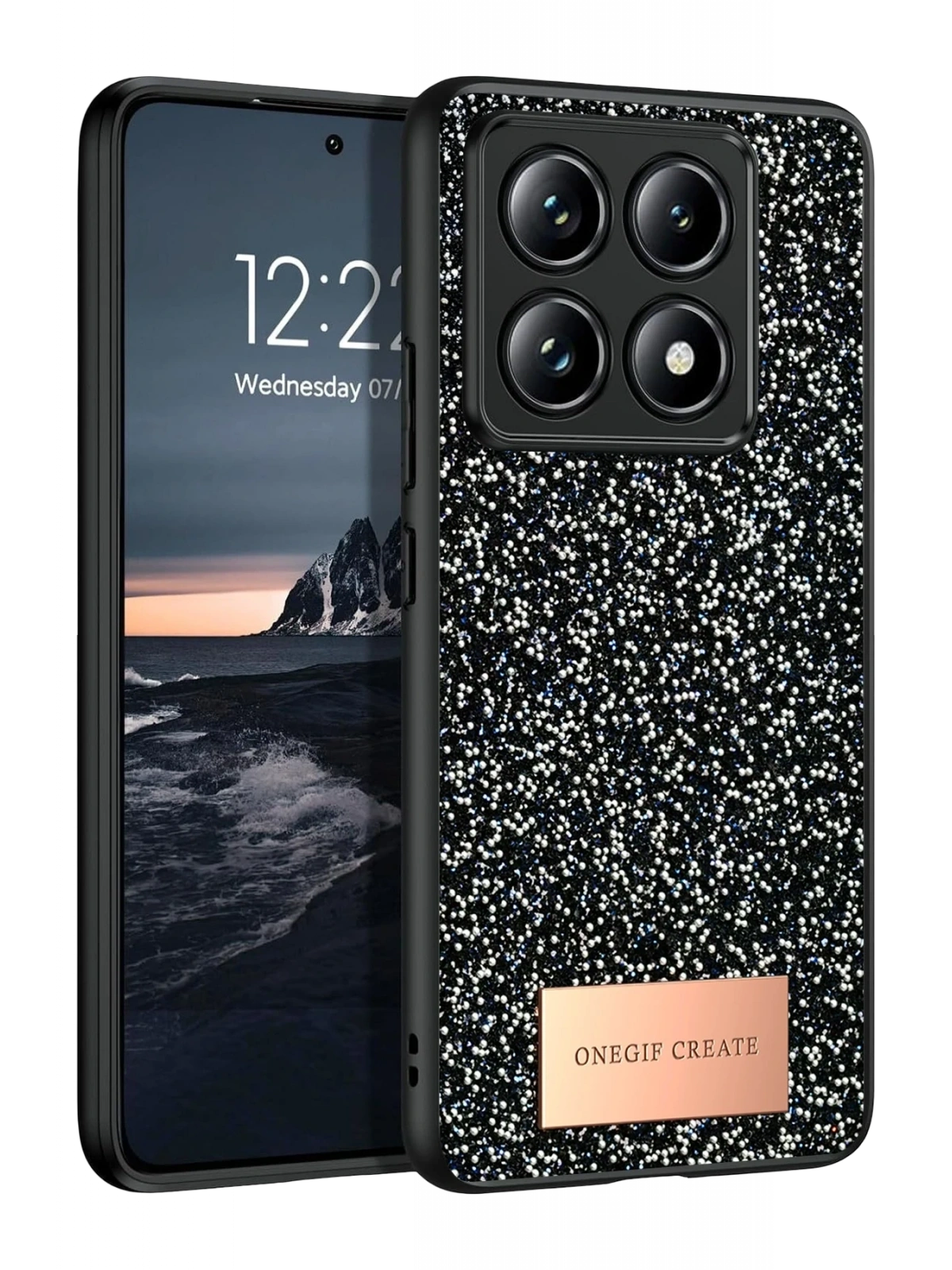 Onegif Xiaomi Mi 14T Pro Bright Simli Kapak - Siyah