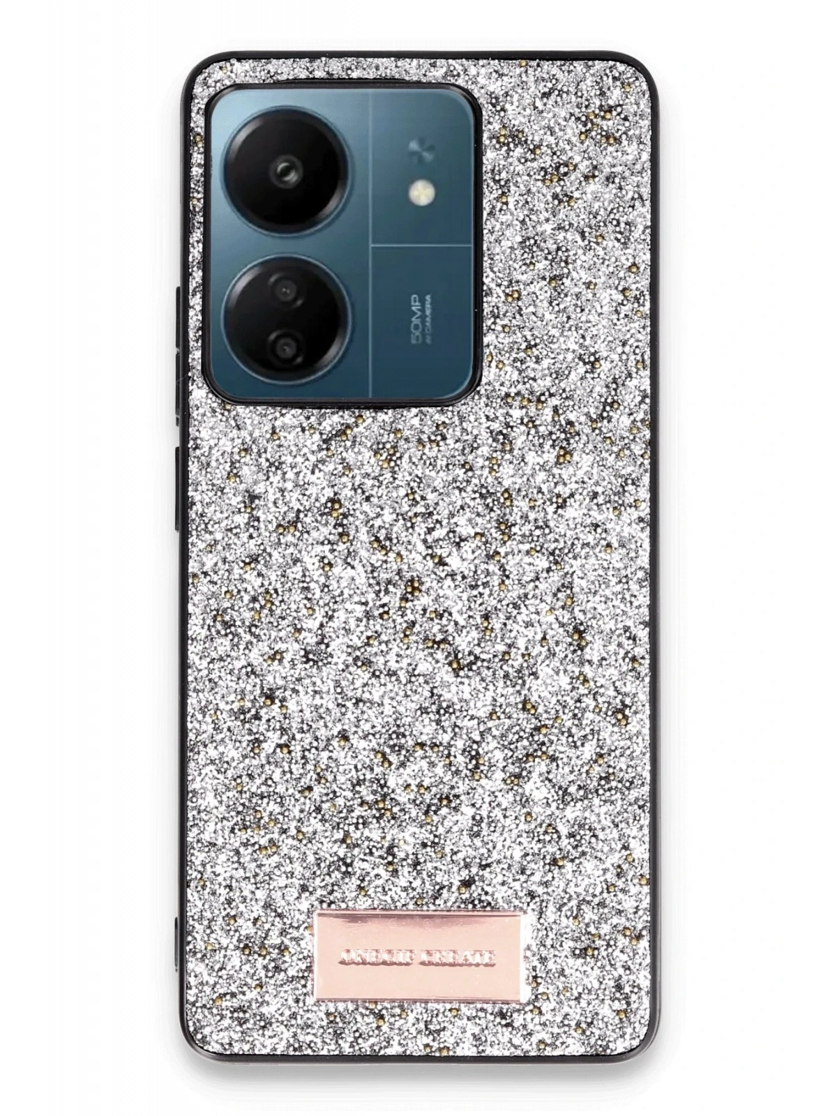 Onegif Xiaomi Redmi 13C Bright Simli Kapak - Gümüş