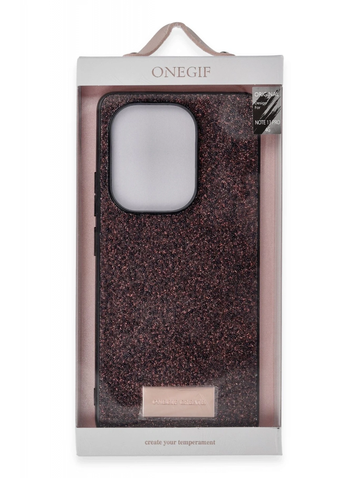 Onegif Xiaomi Redmi Note 13 Pro 4G Bright Simli Kapak - Gold