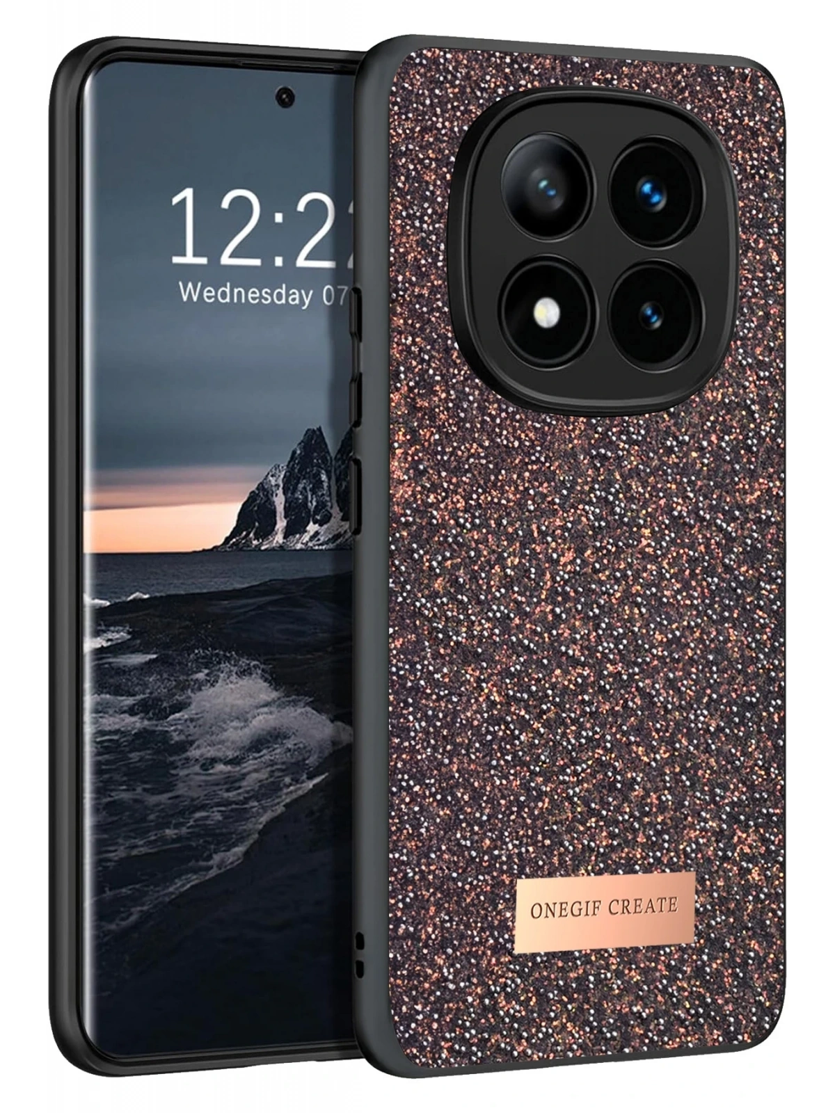 Onegif Xiaomi Redmi Note 14 Pro 4G Bright Simli Kapak - Derin Mor