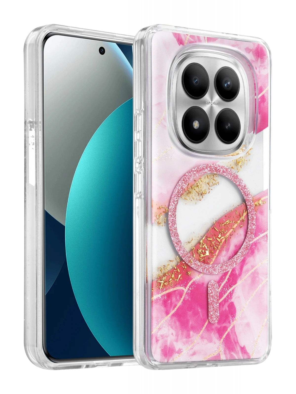 Onegif Xiaomi Redmi Note 15 Pro Plus 5G Lotus Simli Magsafe Kapak - Pembe