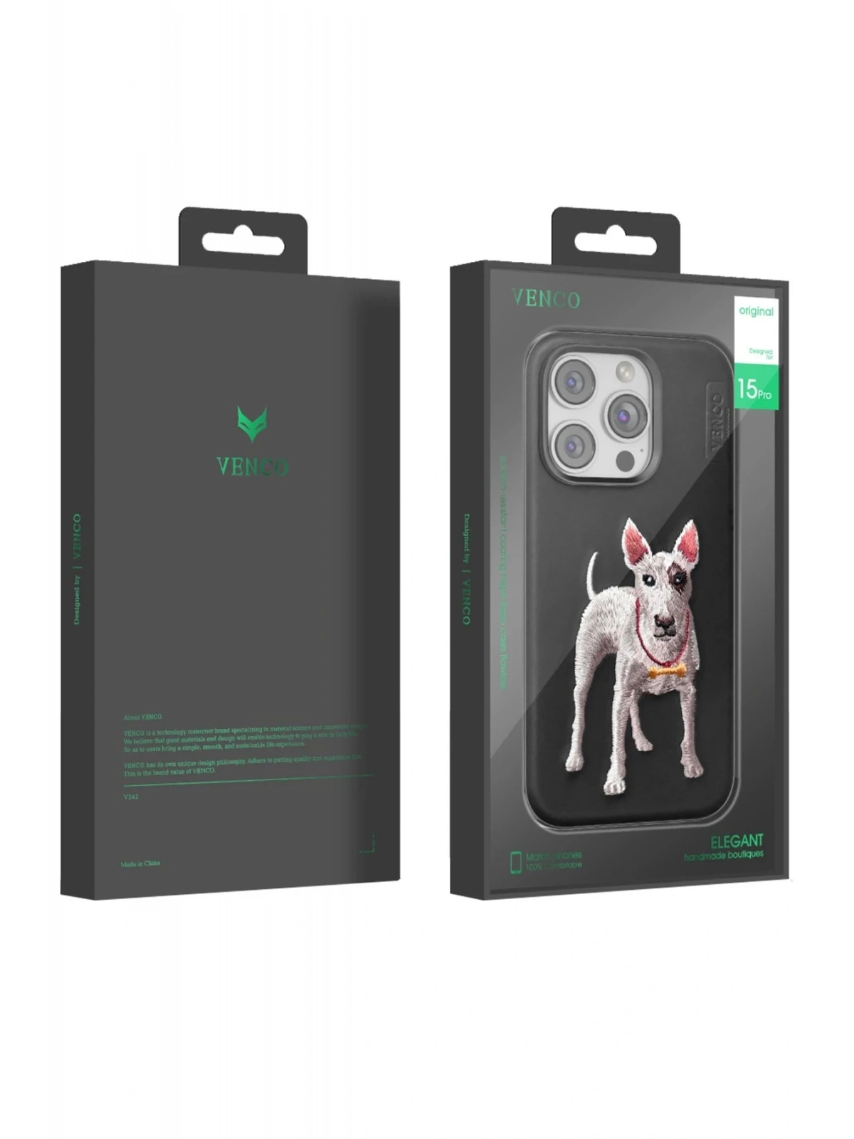 Venco Apple iPhone 15 Pro Perma Desenli Kapak - Siyah