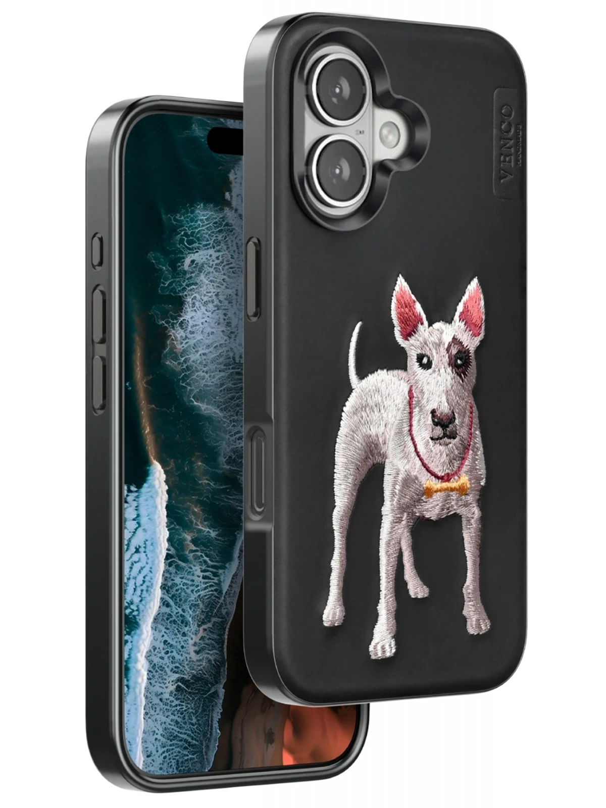 Venco Apple iPhone 16 Perma Desenli Kapak - Siyah