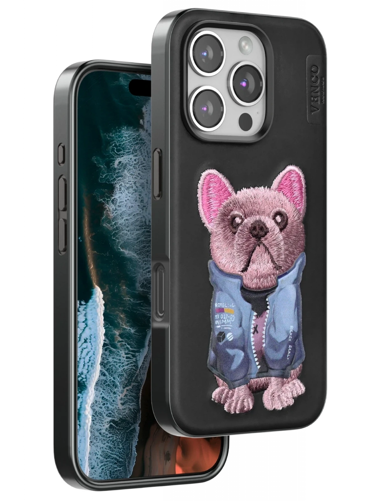 Venco Apple iPhone 16 Pro Max Cute Desenli Kapak - Siyah