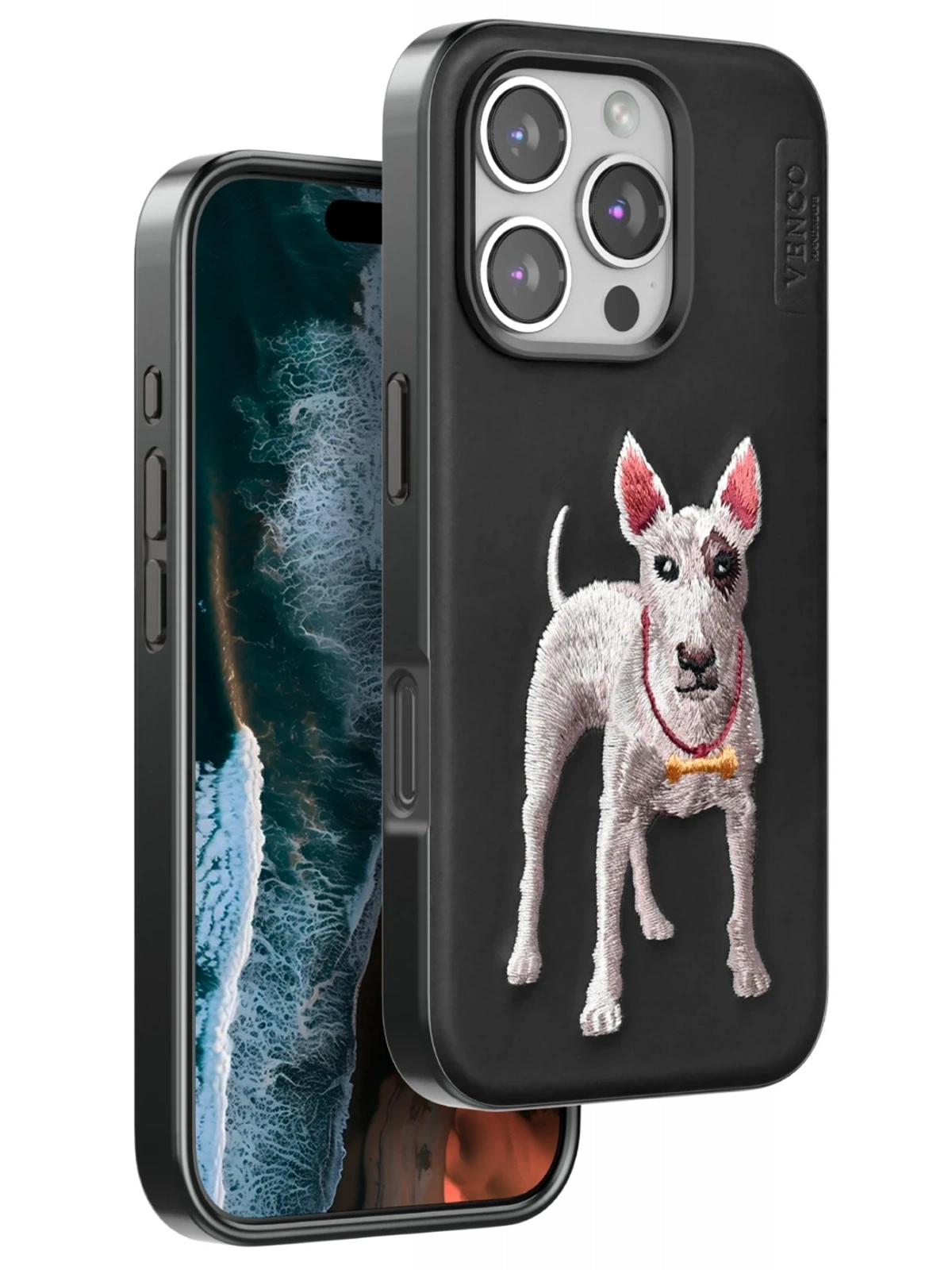 Venco Apple iPhone 16 Pro Perma Desenli Kapak - Siyah