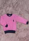 1-7 yaş Armalı bisiklet yaka lacivert biyeli sweatshirt pembe